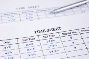 Employee time sheet for wage and hour